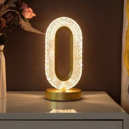 Lampe de table, forme cristal, romantique avec télécommande et changement de couleur à LED